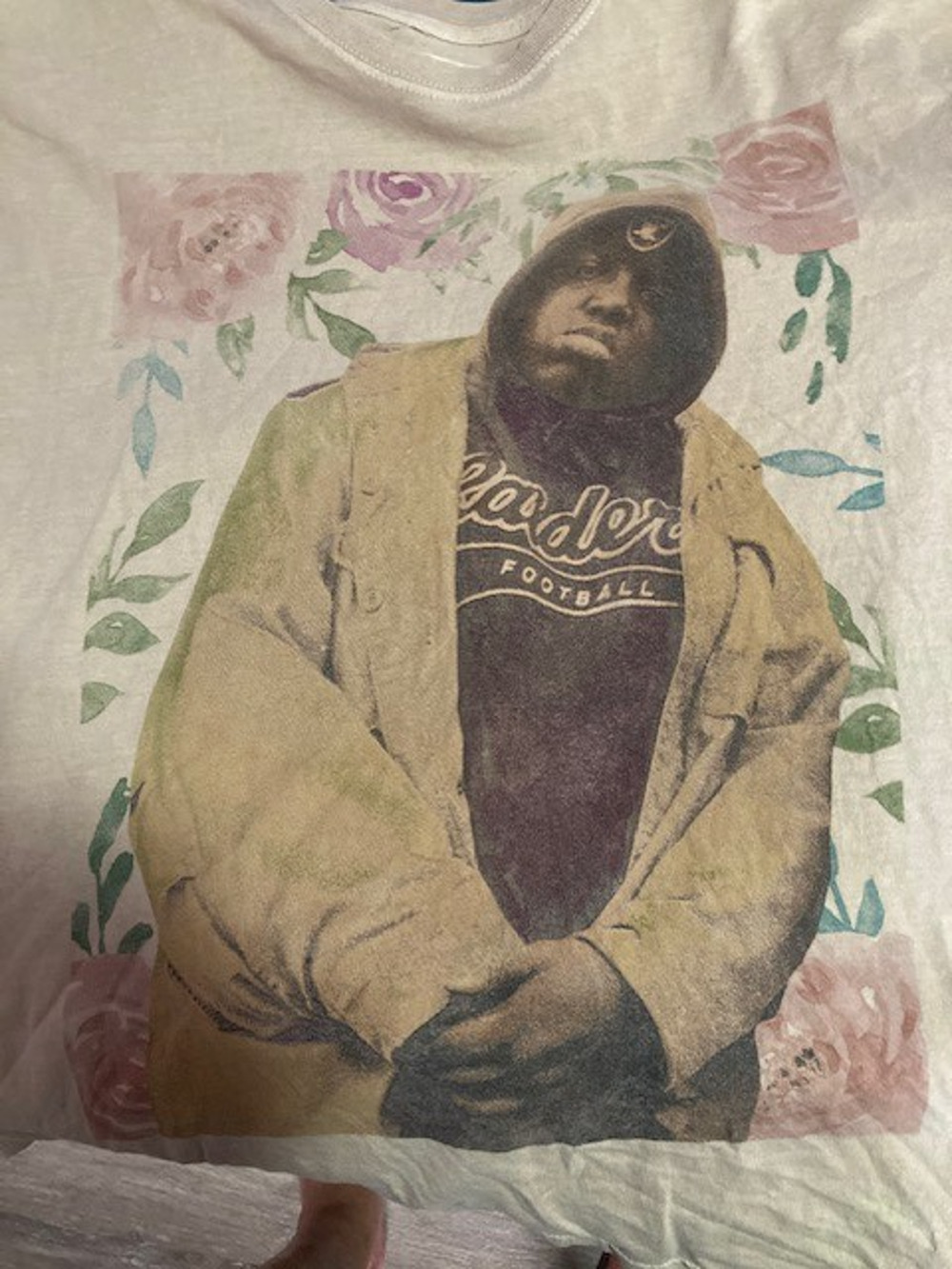 Notorious B.I.G. Graphic T‑Shirt Men’s L/XL Oversized Hip Hop Portrait Floral T